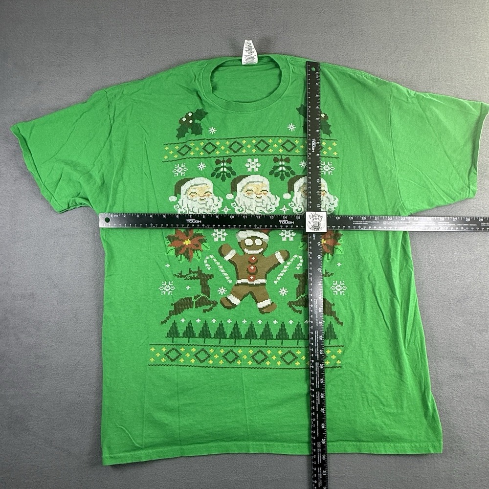 Christmas Santa Gingerbread Man Ugly Sweater‎ T Shirt Green 2XL Green - Picture 2 of 5